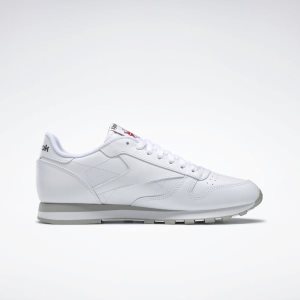 Adidasy Męskie Reebok Classic Leather Białe/Głęboka Szare PL 40CJSHK